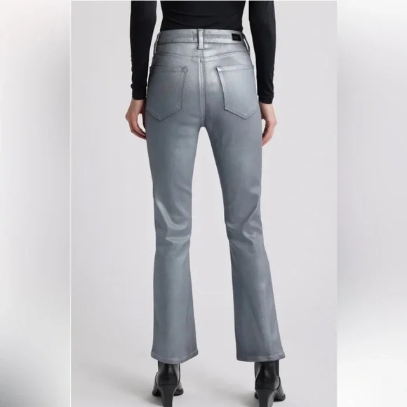 NEW EREVEVE Paige Claudine Silver Metallic Pants Size 32